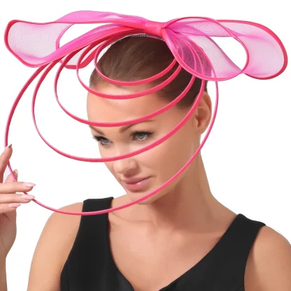 Large Bow Fascinator with Multilayered Decor - Image 9