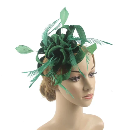 Intricate Floral Headpiece with Faux Feather - Image 5