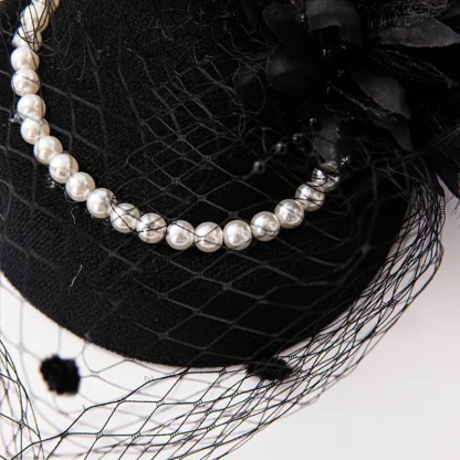 Net Veil Fasinator with Pearl-like Bead Design - Image 4