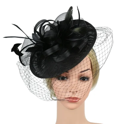Whimsical Headpiece with Net Veil - Image 5