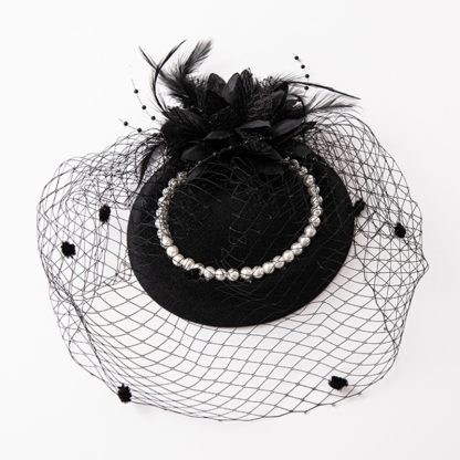 Net Veil Fasinator with Pearl-like Bead Design - Image 5