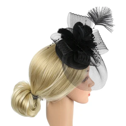 Exquisite Floral Headpiece with Mesh Design - Image 3