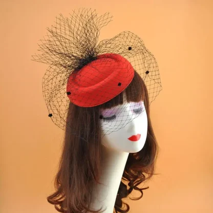 Bridal Fascinator with Polka Dot Net Veil - Image 2