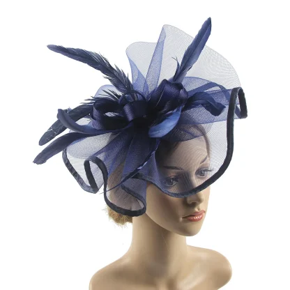 Mesh Dramatic Fascinator with Faux Feather - Image 7