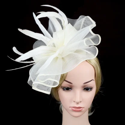 Mesh Dramatic Fascinator with Faux Feather - Image 8