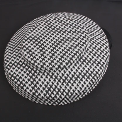 Wide Brim Disc Cocktail Hat with Plaid Print - Image 5