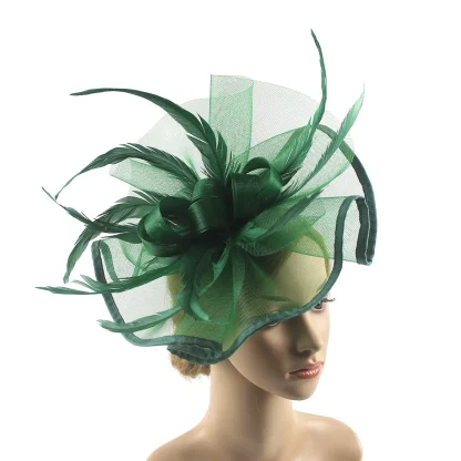 Mesh Dramatic Fascinator with Faux Feather - Image 5