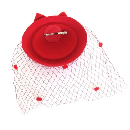 Bowknot Cocktail Hat with Net Veil - Image 6