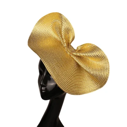 Shiny Pleated Disc Cocktail Hats - Image 3