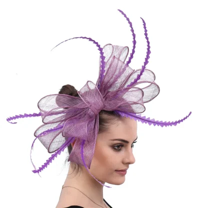 Glamorous Fascinator with Sheer Big Bow - Image 3