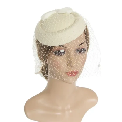 Bowknot Cocktail Hat with Net Veil - Image 3