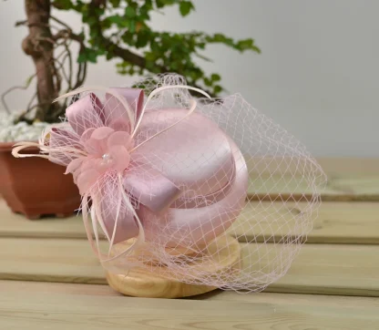 Net Veil Cocktail Hat with Floral Design