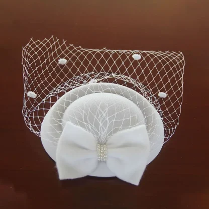 Bowknot Cocktail Hat with Net Veil - Image 7