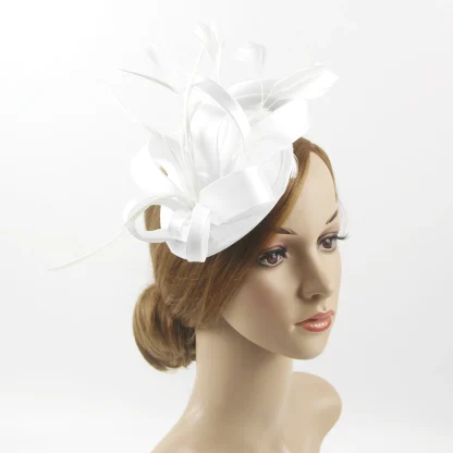 Playful Two Tone Cocktail Hat with Bow - Image 7