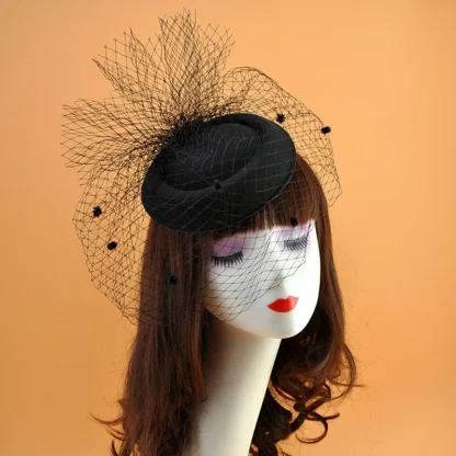 Bridal Fascinator with Polka Dot Net Veil - Image 4