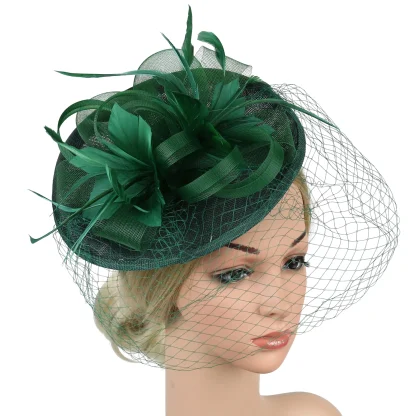 Whimsical Headpiece with Net Veil - Image 3