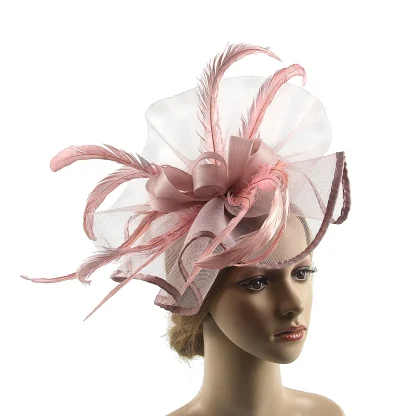 Mesh Dramatic Fascinator with Faux Feather - Image 2