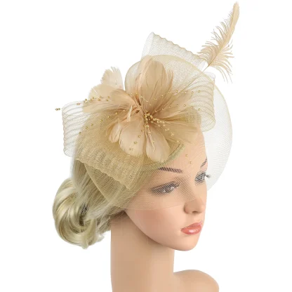 Exquisite Floral Headpiece with Mesh Design - Image 2