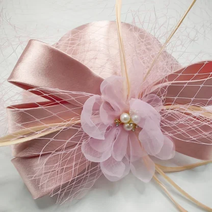 Net Veil Cocktail Hat with Floral Design - Image 13