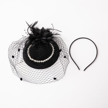 Net Veil Fasinator with Pearl-like Bead Design - Image 6
