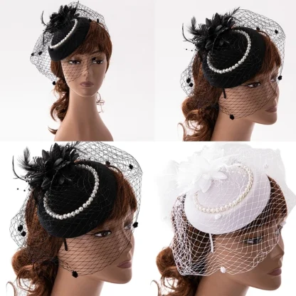 Net Veil Fasinator with Pearl-like Bead Design - Image 8
