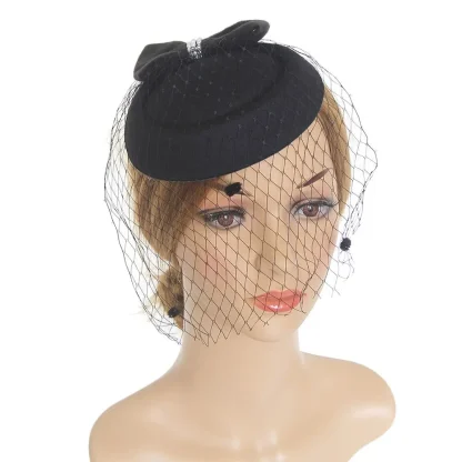 Bowknot Cocktail Hat with Net Veil