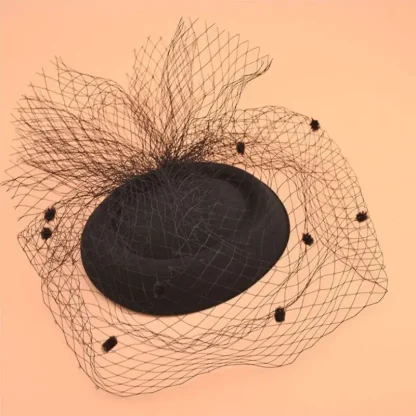 Bridal Fascinator with Polka Dot Net Veil - Image 5