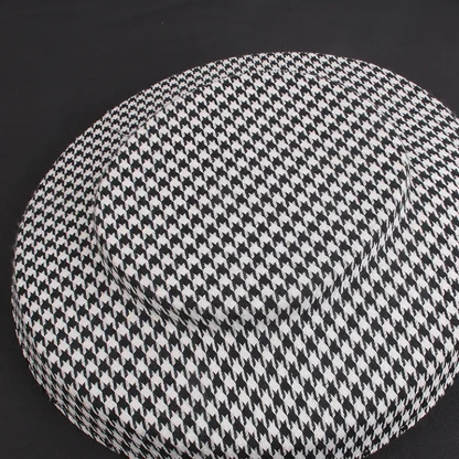 Wide Brim Disc Cocktail Hat with Plaid Print - Image 4