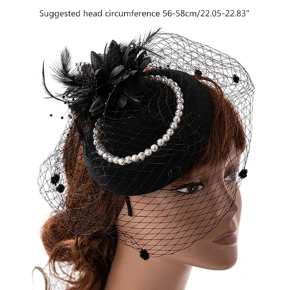 Net Veil Fasinator with Pearl-like Bead Design - Image 9