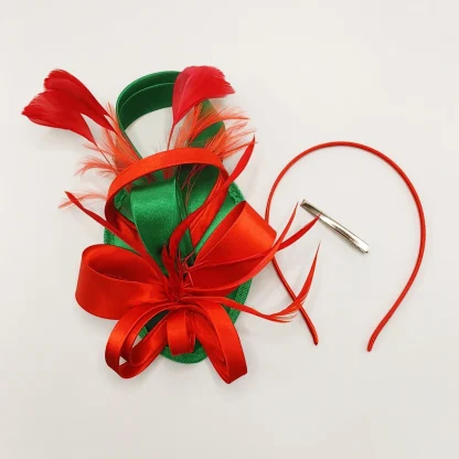 Playful Two Tone Cocktail Hat with Bow - Image 2