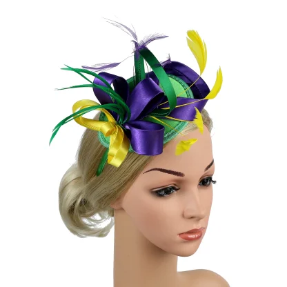 Playful Two Tone Cocktail Hat with Bow - Image 12