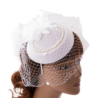 Net Veil Fasinator with Pearl-like Bead Design