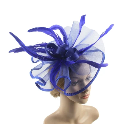 Mesh Dramatic Fascinator with Faux Feather - Image 4