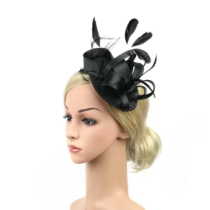 Playful Two Tone Cocktail Hat with Bow - Image 8