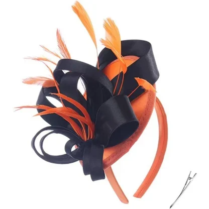 Playful Two Tone Cocktail Hat with Bow - Image 14