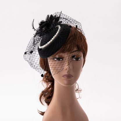 Net Veil Fasinator with Pearl-like Bead Design - Image 3