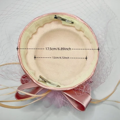 Net Veil Cocktail Hat with Floral Design - Image 15