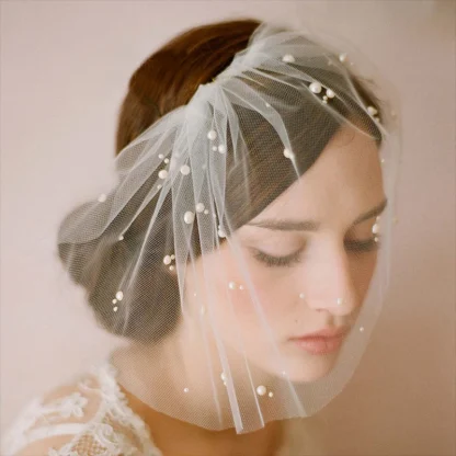 Simple Retro Mesh Fascinator with Beads