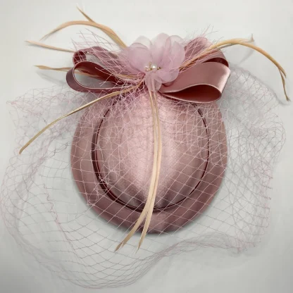 Net Veil Cocktail Hat with Floral Design - Image 10