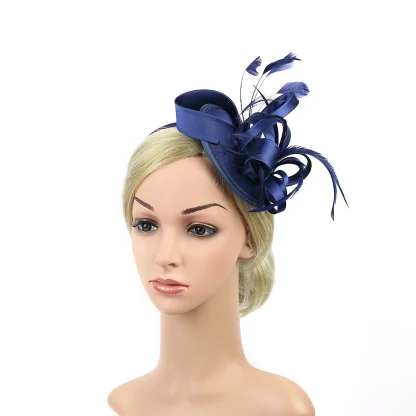 Playful Two Tone Cocktail Hat with Bow - Image 9