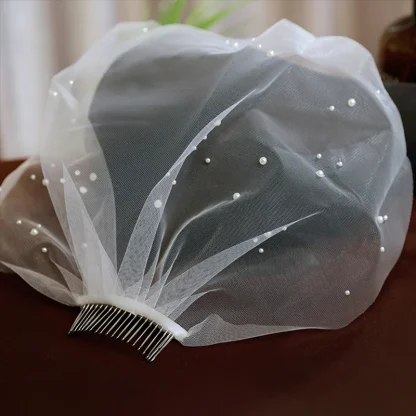 Simple Retro Mesh Fascinator with Beads - Image 3