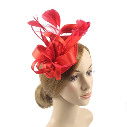 Playful Two Tone Cocktail Hat with Bow - Image 10