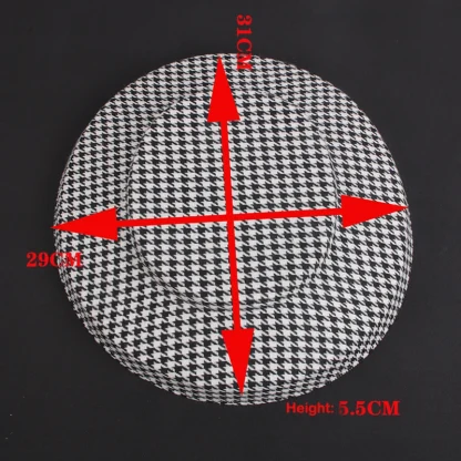 Wide Brim Disc Cocktail Hat with Plaid Print - Image 6